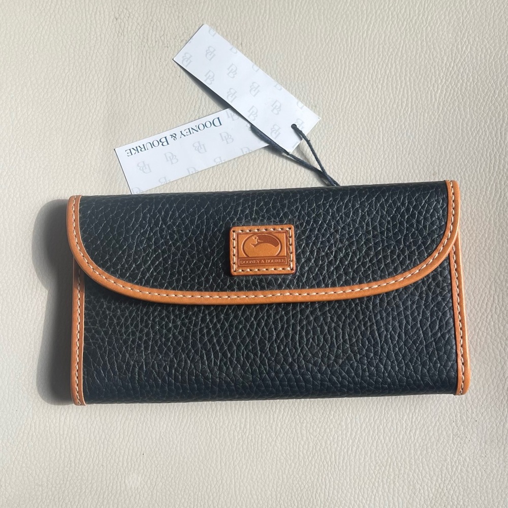 Dooney & Bourke Black Pebble Grain Leather Continental Clutch